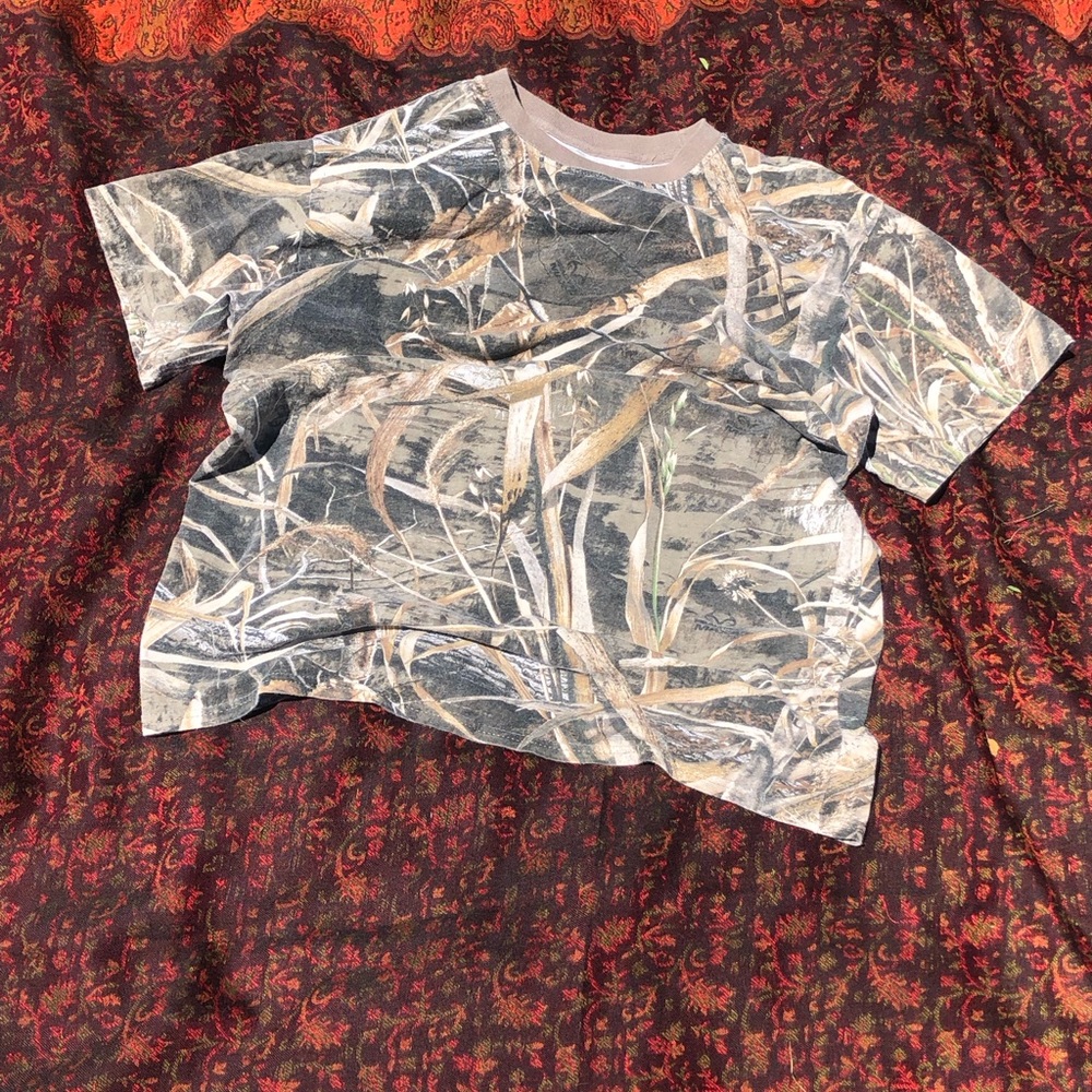 Hanes Brown and Green Short Sleeve Tee